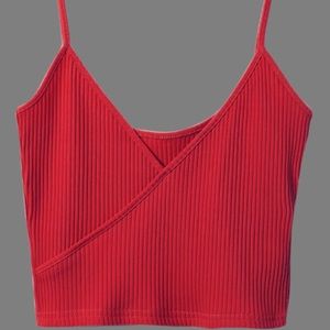 Small red v neck crop top